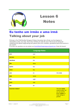 Lesson 6 Notes - Fun with Brazilian Portuguese