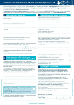 Formulario de recenseamento eleitoral Electoral registration