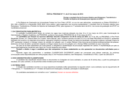 Edital PROGRAD n&ordm; 11/2014 - Resultado do Processo Seletivo