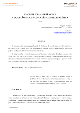amor de transfer&ecirc;ncia e a quest&atilde;o da cura na cl&iacute;nica psicanal&iacute;tica