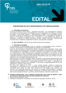 Edital Local Gender Equality 2015