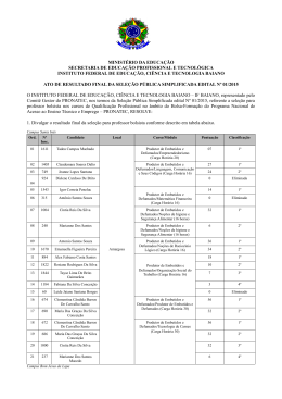 Resultado Final do Edital N&ordm; PRONATEC 01/2015