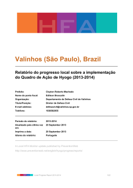 Valinhos, São Paulo (Brazil): Local progress report