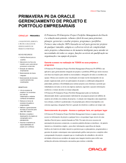 Oracle`s Primavera P6 Enterprise Project Portfolio Management
