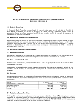 NOTAS EXPLICATIVAS DA ADMINISTRAÇÃO ÀS