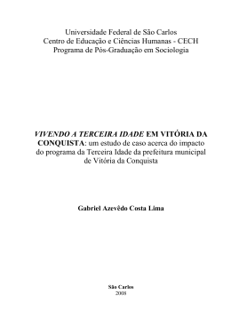 Vivendo a terceira idade em Vit&oacute;ria da Conquista
