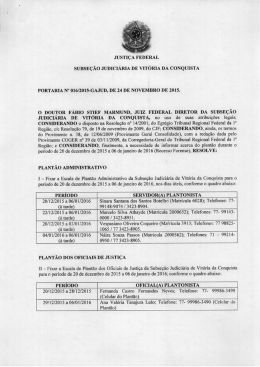SUBSE&Ccedil;&Atilde;O JUDICI&Aacute;RIA DE VIT&Oacute;RIA DA CONQUISTA PORTARIA