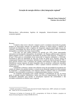 Gera&ccedil;&atilde;o de energia el&eacute;trica e (des) integra&ccedil;&atilde;o - Abep