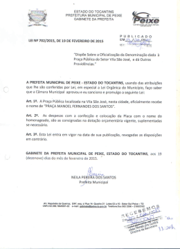 lei n&ordm; 702 &ndash; 2015 denomina&ccedil;&atilde;o dada &aacute; pra&ccedil;a da vila s&atilde;o jos&eacute;