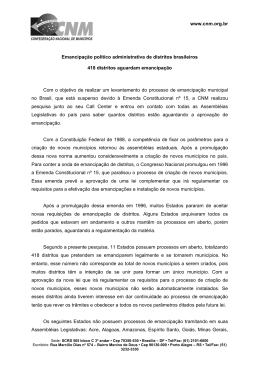 418 distritos aguardam emancipa&ccedil;&atilde;o