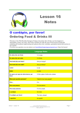 Lesson 16 Notes - Fun with Brazilian Portuguese