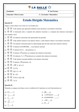 8º Ano/Turma: Educador: Flávia Lemos C. Curricular: Matemática