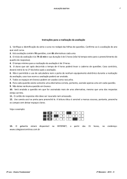 Instru&ccedil;&otilde;es para a realiza&ccedil;&atilde;o da avalia&ccedil;&atilde;o