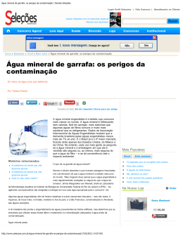 Água mineral de garrafa: os perigos da contaminação | Revista