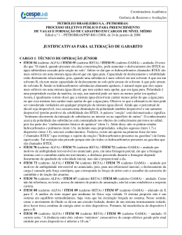 JUSTIFICATIVAS PARA ALTERAÇÃO DE GABARITO