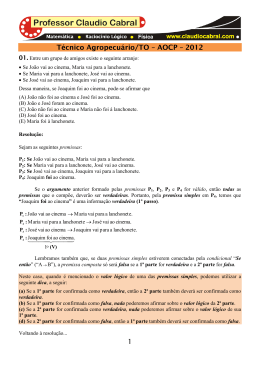 1 T&eacute;cnico Agropecu&aacute;rio/TO &ndash; AOCP &ndash; 2012