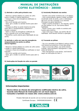 Manual de instruções do Cofre Eletrônico 3800