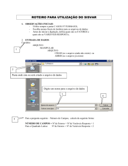 ROTEIRO PARA UTILIZA&Ccedil;&Atilde;O DO SISVAR