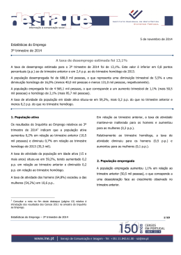 Estat&iacute;sticas do Emprego 3&ordm; trimestre de 2014 A taxa de