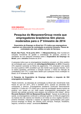 Pesquisa do ManpowerGroup revela que empregadores brasileiros