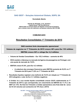 Resultados Consolidados 1&ordm; Trimestre de 2015