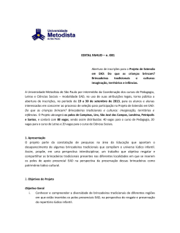 EDITAL FAHUD – n. 001 - Universidade Metodista de São Paulo