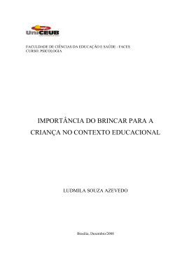 import&acirc;ncia do brincar para a crian&ccedil;a no contexto