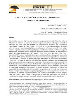 a pr&aacute;tica pedag&oacute;gica na educa&ccedil;&atilde;o infantil e o brincar corporal