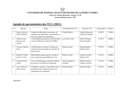 Agenda de apresenta&ccedil;&otilde;es dos TCCs 2015.1