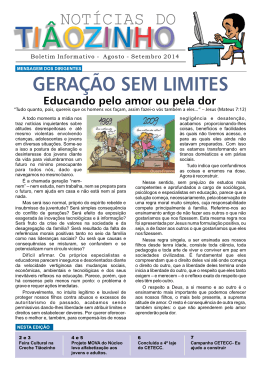 Agosto - Setembro 2014 - Obras Sociais Ti&atilde;ozinho