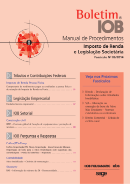 IOB - Imposto de Renda - nº 06/2014