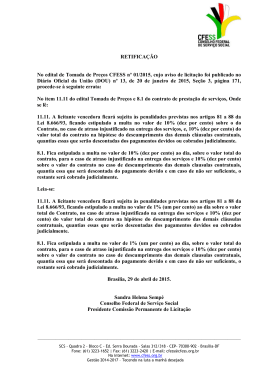RETIFICAÇÃO No edital de Tomada de Preços CFESS nº 01/2015