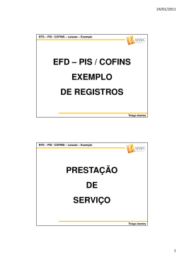 EFD – PIS / COFINS EXEMPLO DE REGISTROS