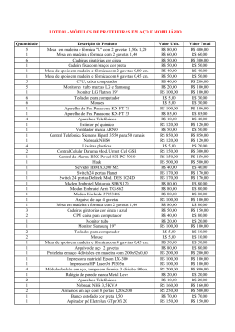 Quantidade Descri&ccedil;&atilde;o do Produto Valor Unit. Valor Total 5 Mesa em