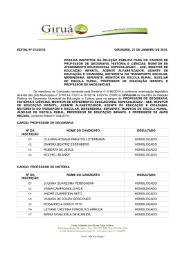 edital n 012-15 divulga inscritos para os cargos professor geografia