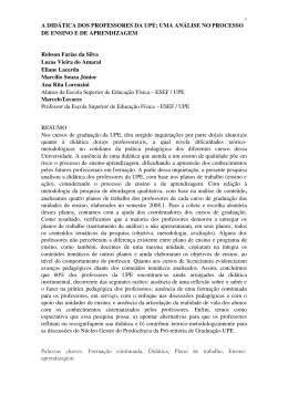 a did&aacute;tica dos professores da upe: uma an&aacute;lise no processo de