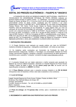 EDITAL DE LICITA&Ccedil;&Atilde;O &ndash; FAUEPG/CONCORR&Ecirc;NCIA N