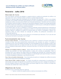 Fevereiro - Julho 2016 Funcionamento do Curso: Objetivos
