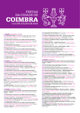 1 julho - Turismo de Coimbra