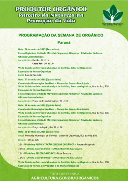 PROGRAMAÇÃO DA SEMANA DE ORGÂNICO Paraná
