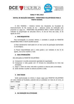Edital nº 001/2015 EDITAL DE SELEÇÃO DISCENTE