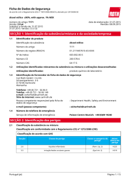 Ficha de Dados de Segurança: álcool etílico