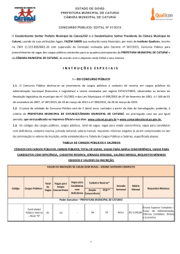 Edital do Concurso P&uacute;blico - N&ordm; 001/2015