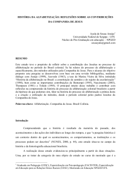 historia da alfabetizacao - Sociedade Brasileira de Hist&oacute;ria da