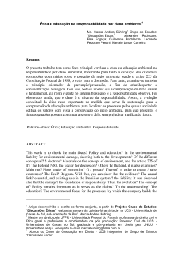 &Eacute;tica e educa&ccedil;&atilde;o na responsabilidade por dano ambiental Resumo