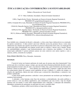 &Eacute;TICA E EDUCA&Ccedil;&Atilde;O: CONTRIBUI&Ccedil;&Otilde;ES &Agrave; SUSTENTABILIDADE