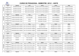 Hor&aacute;rio Pedagogia 2015.1