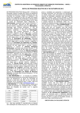 EDITAL DE PROCESSO SELETIVO DE 27 DE OUTUBRO