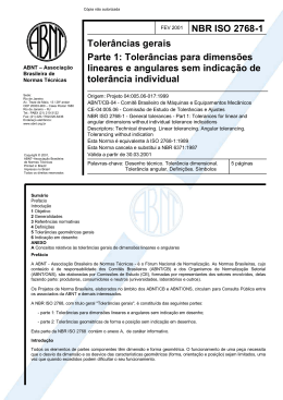 NBR ISO 2768-1 Toler&acirc;ncias gerais Parte 1: Toler&acirc;ncias
