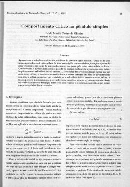 Comportamento cr&iacute;tico no p&ecirc;ndulo simples